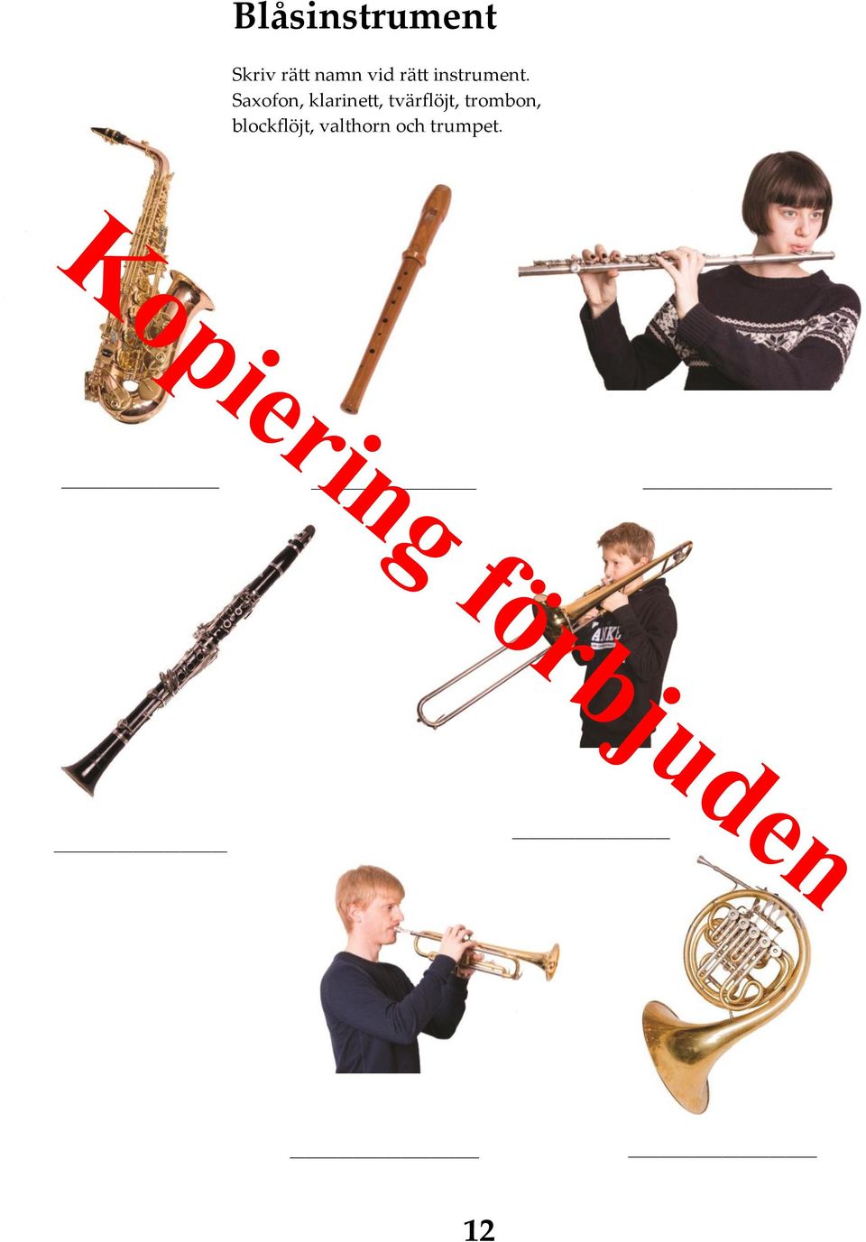 Saxofon, klarinett, tvärflöjt,