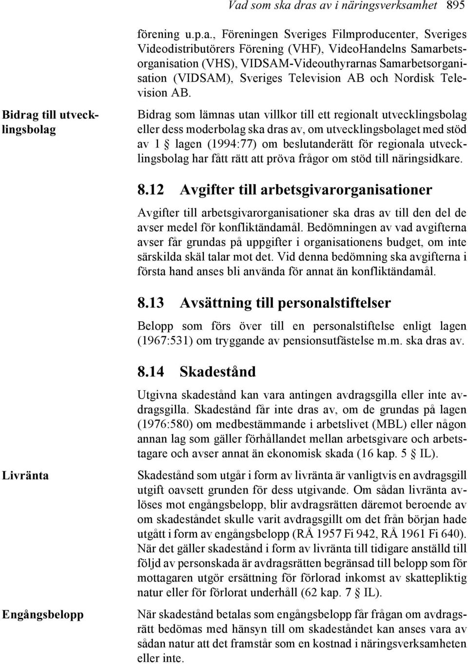 Bidrag som lämnas utan villkor till ett regionalt utvecklingsbolag eller dess moderbolag ska dras av, om utvecklingsbolaget med stöd av 1 lagen (1994:77) om beslutanderätt för regionala