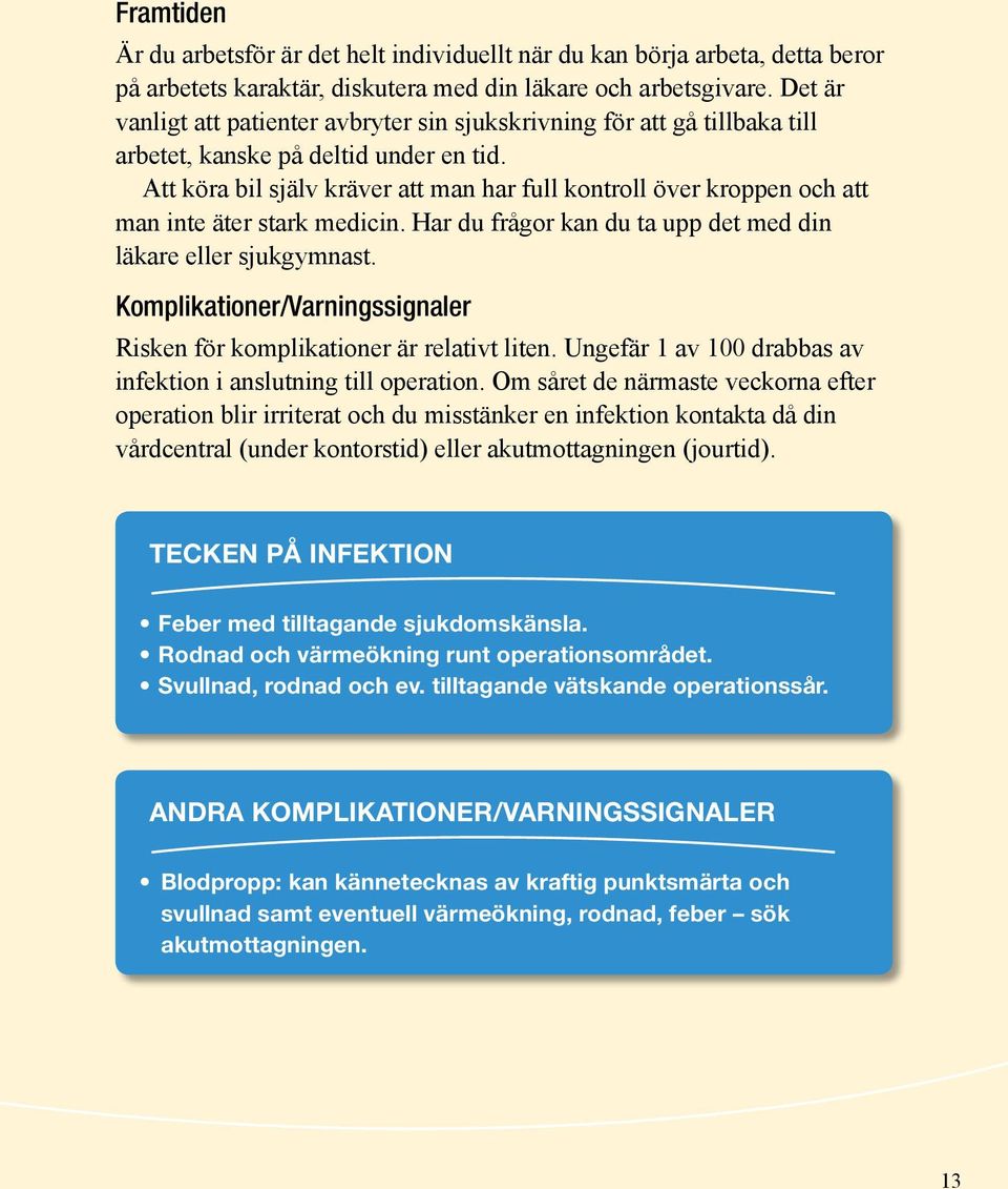 Att köra bil själv kräver att man har full kontroll över kroppen och att man inte äter stark medicin. Har du frågor kan du ta upp det med din läkare eller sjukgymnast.