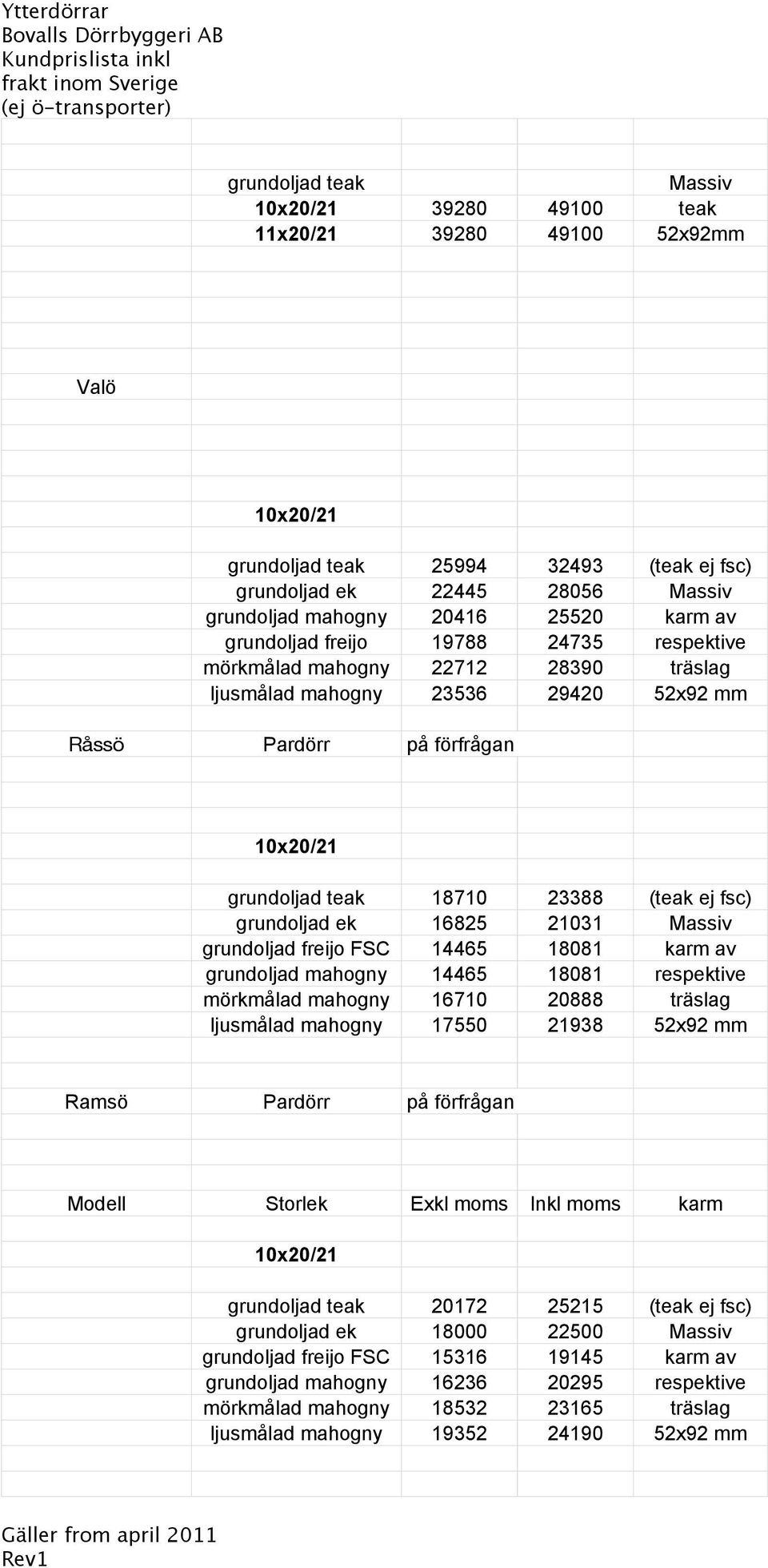 fsc) grundoljad ek 16825 21031 Massiv grundoljad freijo FSC 14465 18081 karm av grundoljad mahogny 14465 18081 respektive mörkmålad mahogny 16710 20888 träslag ljusmålad mahogny 17550 21938 52x92 mm