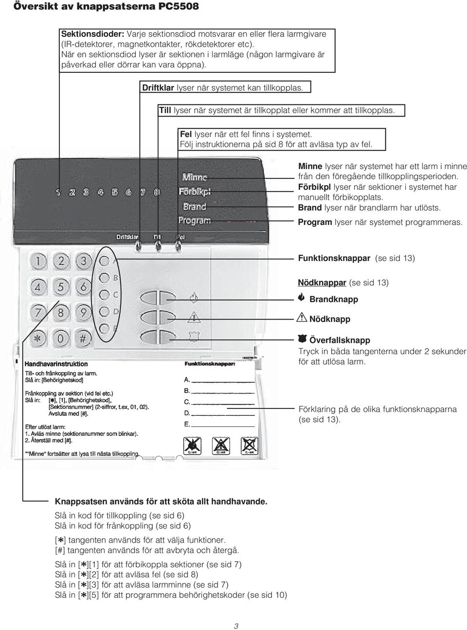 Till lyser när systemet är tillkopplat eller kommer att tillkopplas. Fel lyser när ett fel finns i systemet. Följ instruktionerna på sid 8 för att avläsa typ av fel.