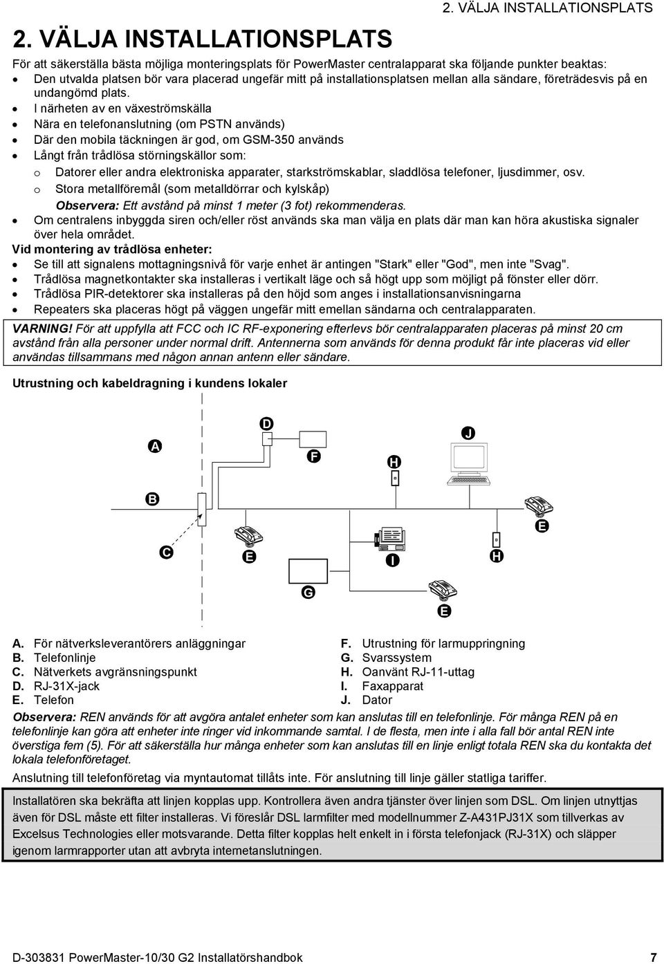 installationsplatsen mellan alla sändare, företrädesvis på en undangömd plats.