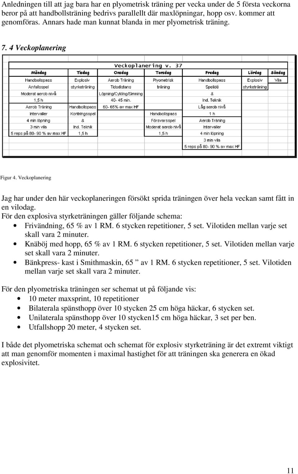 Veckoplanering Jag har under den här veckoplaneringen försökt sprida träningen över hela veckan samt fått in en vilodag.