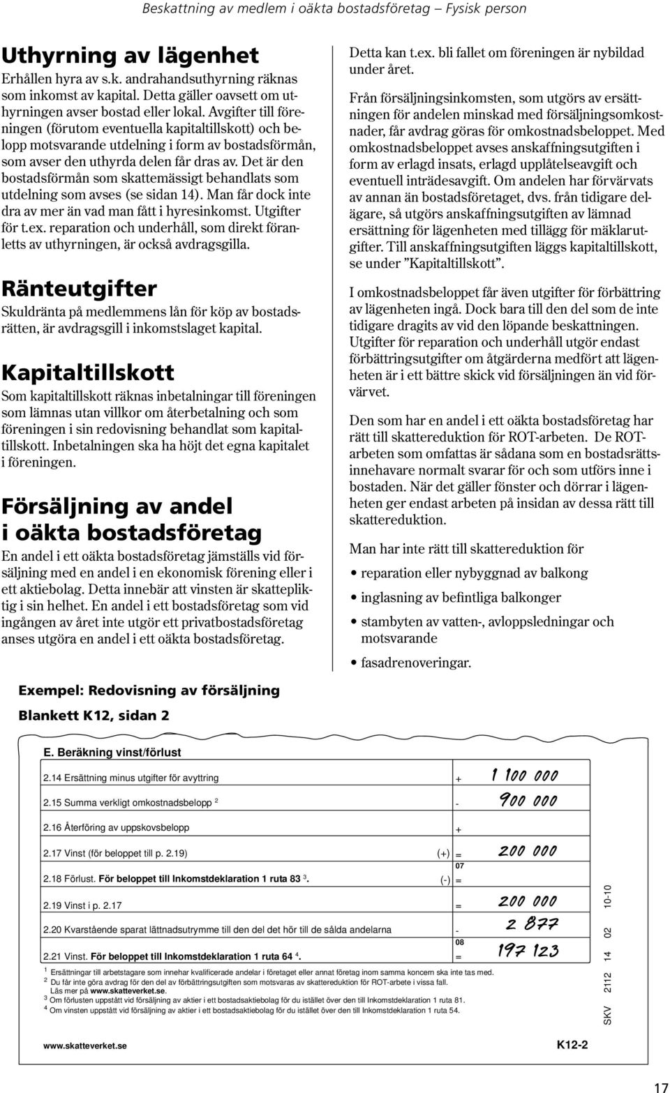 Avgifter till föreningen (förutom eventuella kapitaltillskott) och belopp motsvarande utdelning i form av bostadsförmån, som avser den uthyrda delen får dras av.