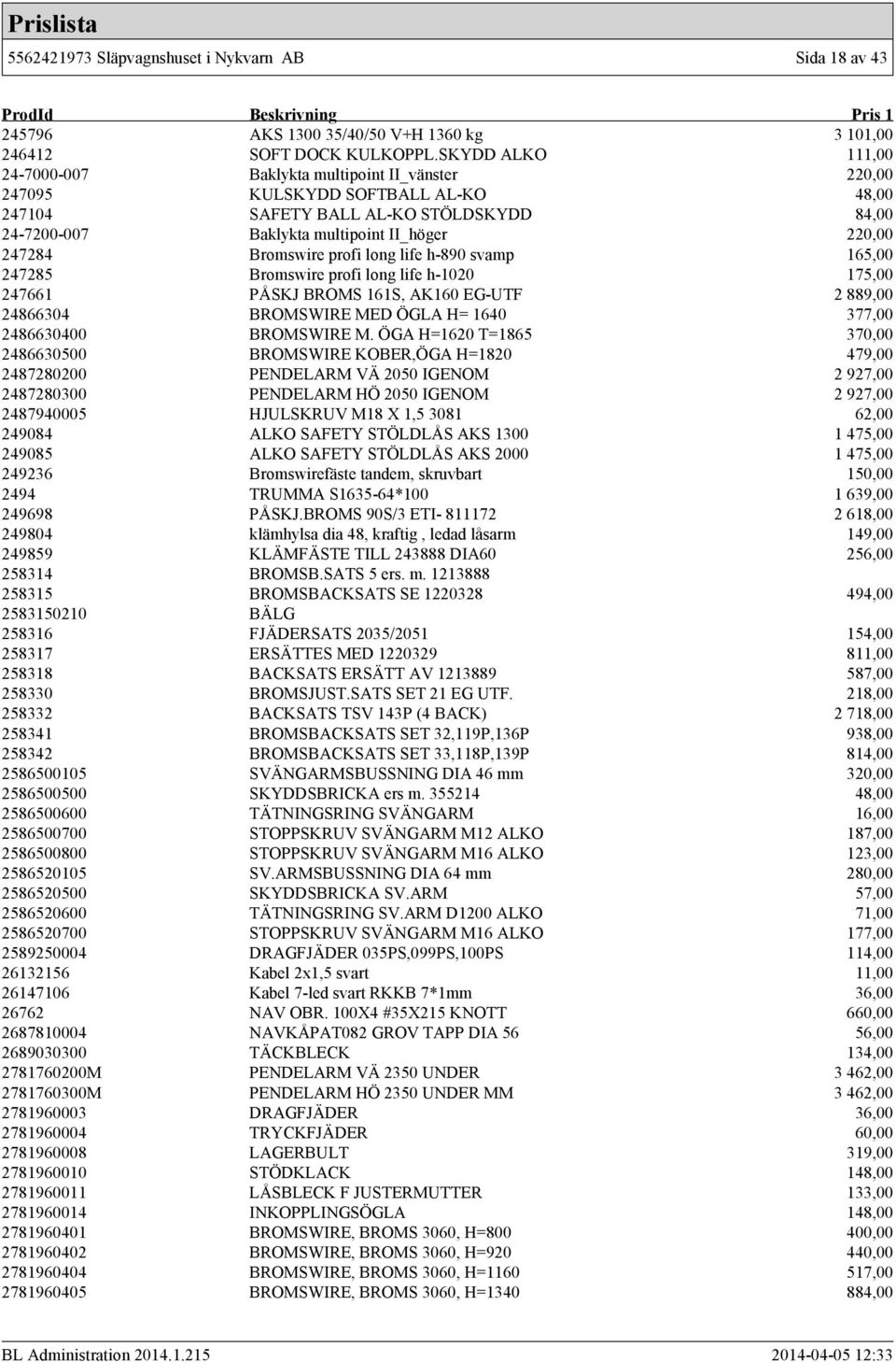 247284 Bromswire profi long life h-890 svamp 165,00 247285 Bromswire profi long life h-1020 175,00 247661 PÅSKJ BROMS 161S, AK160 EG-UTF 2 889,00 24866304 BROMSWIRE MED ÖGLA H= 1640 377,00 2486630400