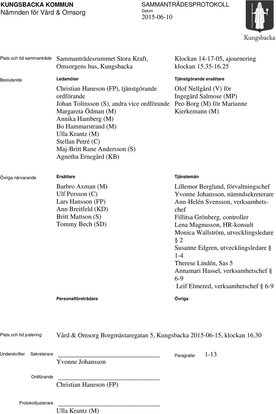 ajournering klockan 15.35-16.