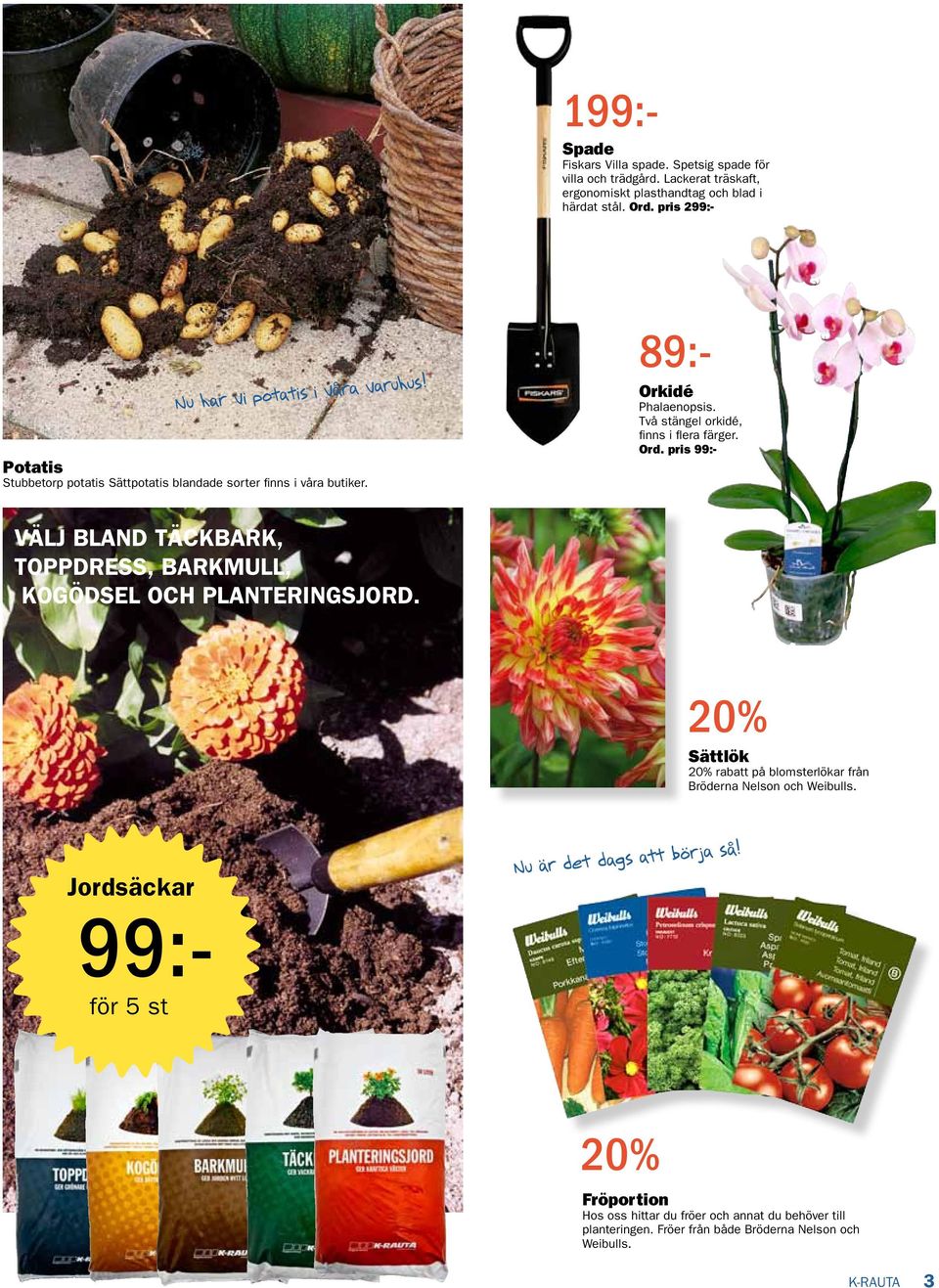 Två stängel orkidé, finns i flera färger. Ord. pris 99:- Välj bland täckbark, toppdress, barkmull, kogödsel och planteringsjord.