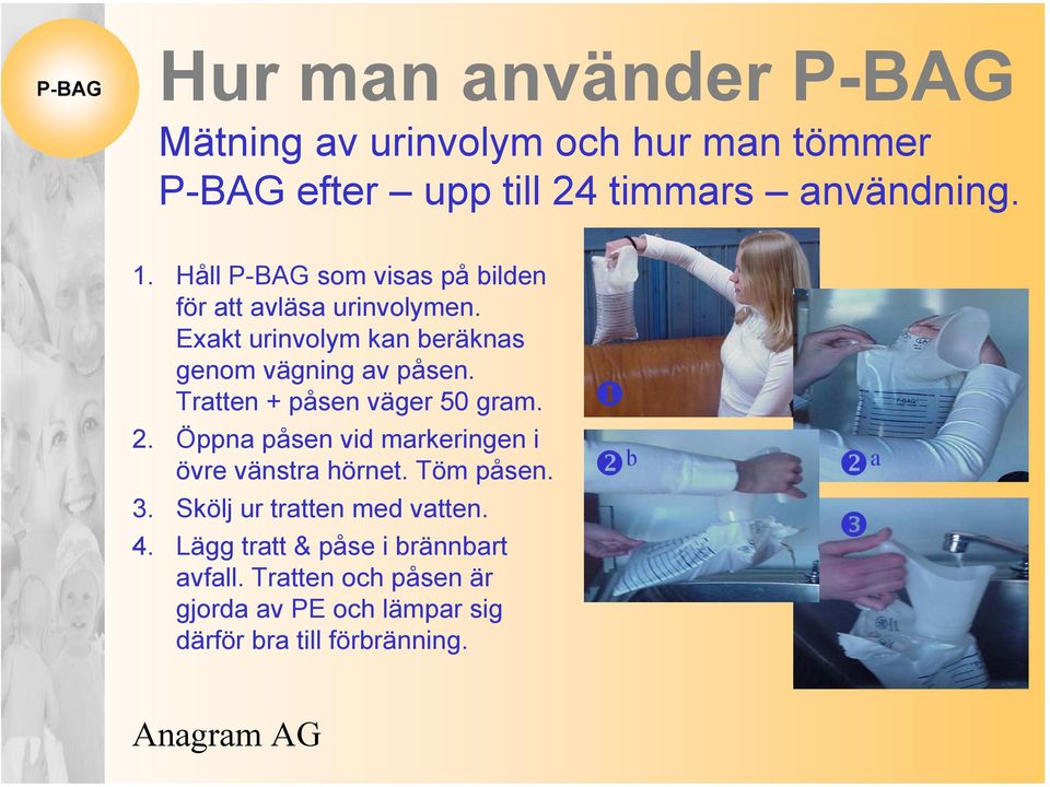 Tratten + påsen väger 50 gram. 2. Öppna påsen vid markeringen i övre vänstra hörnet. Töm påsen. 3.