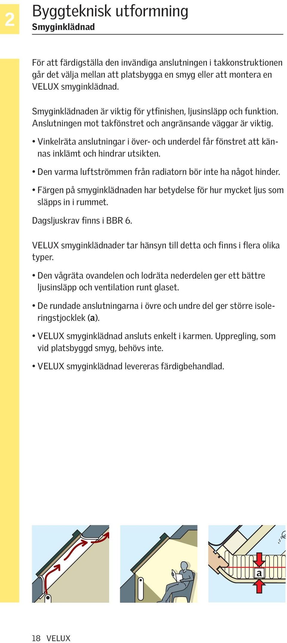 Vinkelräta anslutningar i över- och underdel får fönstret att kännas inklämt och hindrar utsikten. Den varma luftströmmen från radiatorn bör inte ha något hinder.