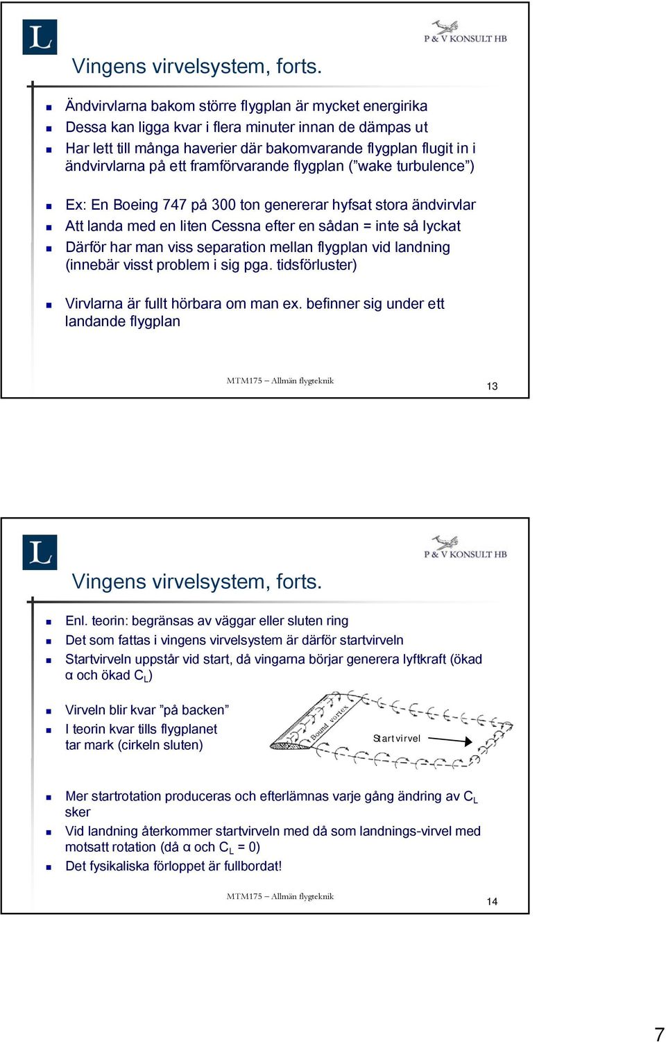 framförvarande flygplan ( wake turbulence ) Ex: En Boeing 747 på 300 ton genererar hyfsat stora ändvirvlar Att landa med en liten Cessna efter en sådan = inte så lyckat Därför har man viss separation