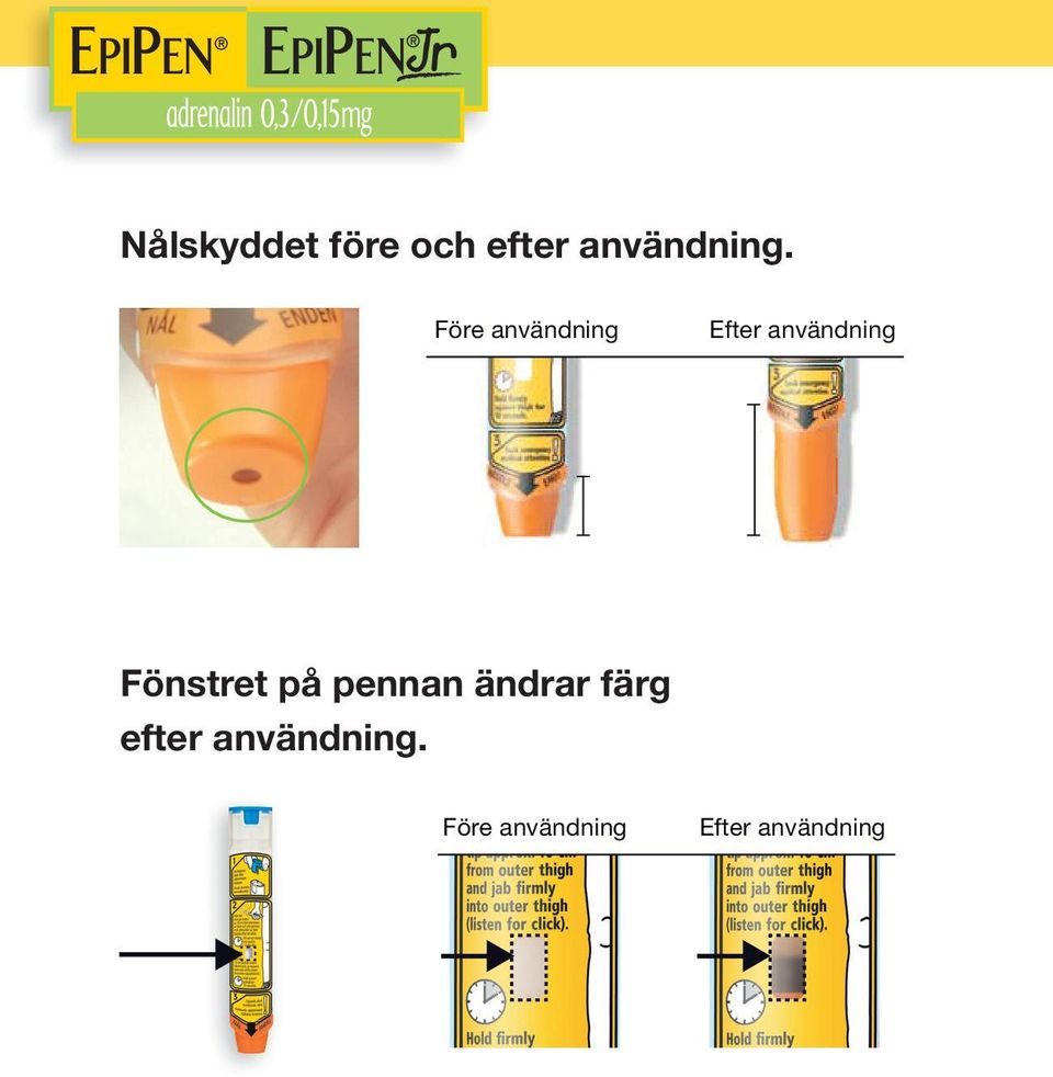 Fönstret på pennan ändrar färg efter