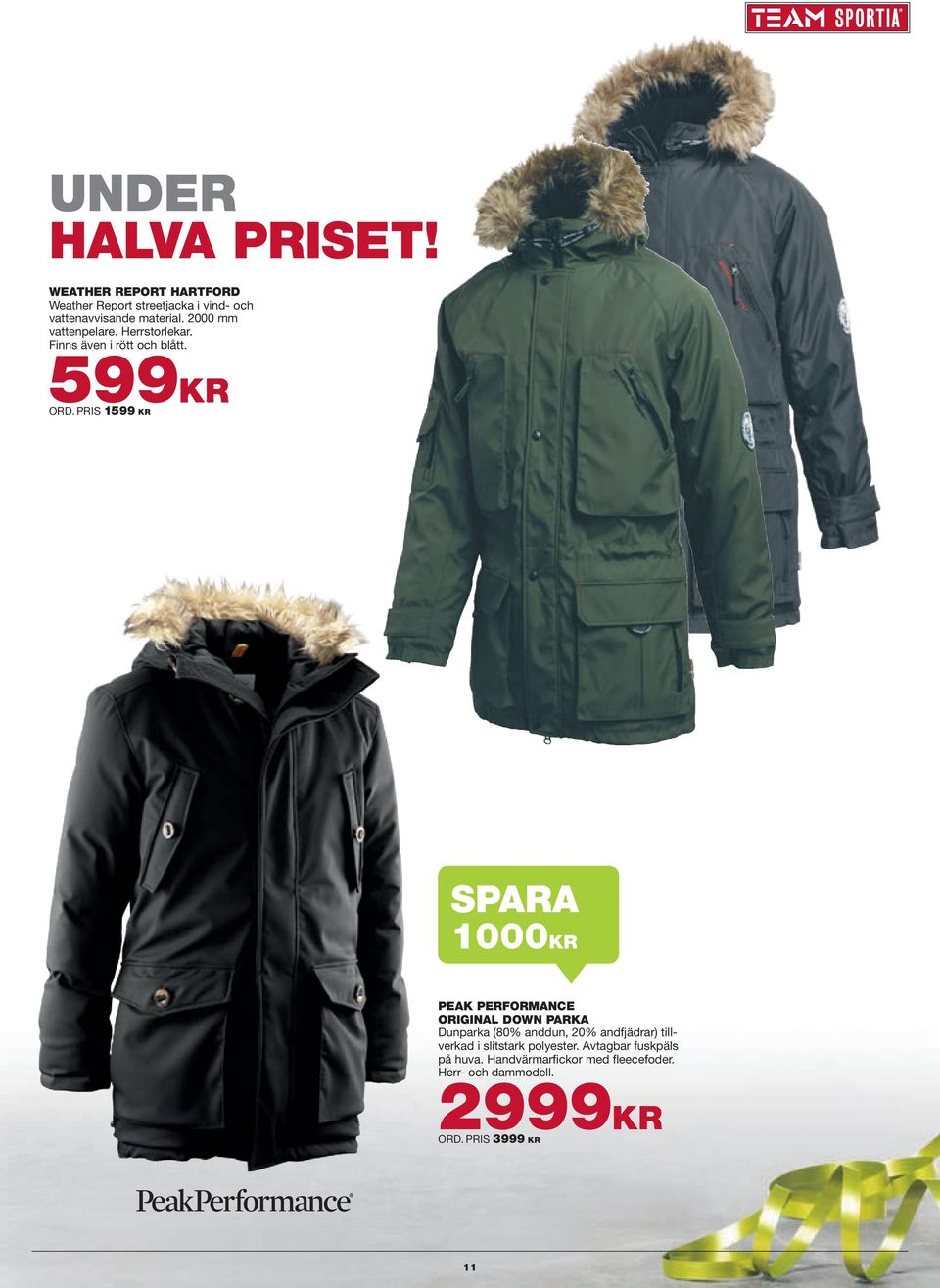 PRIS 1599 KR SPARA 1000KR PEAK PERFORMANCE ORIGINAL DOWN PARKA Dunparka (80% anddun, 20% andfjädrar)