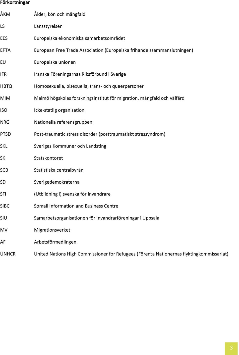 forskningsinstitut för migration, mångfald och välfärd Icke-statlig organisation Nationella referensgruppen Post-traumatic stress disorder (posttraumatiskt stressyndrom) Sveriges Kommuner och