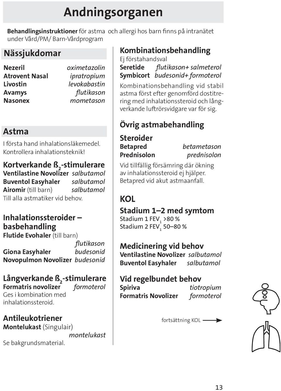 efter genomförd dostitrering med inhalationssteroid och långverkande luftrörsvidgare var för sig. Astma I första hand inhalationsläkemedel. Kontrollera inhalationsteknik!