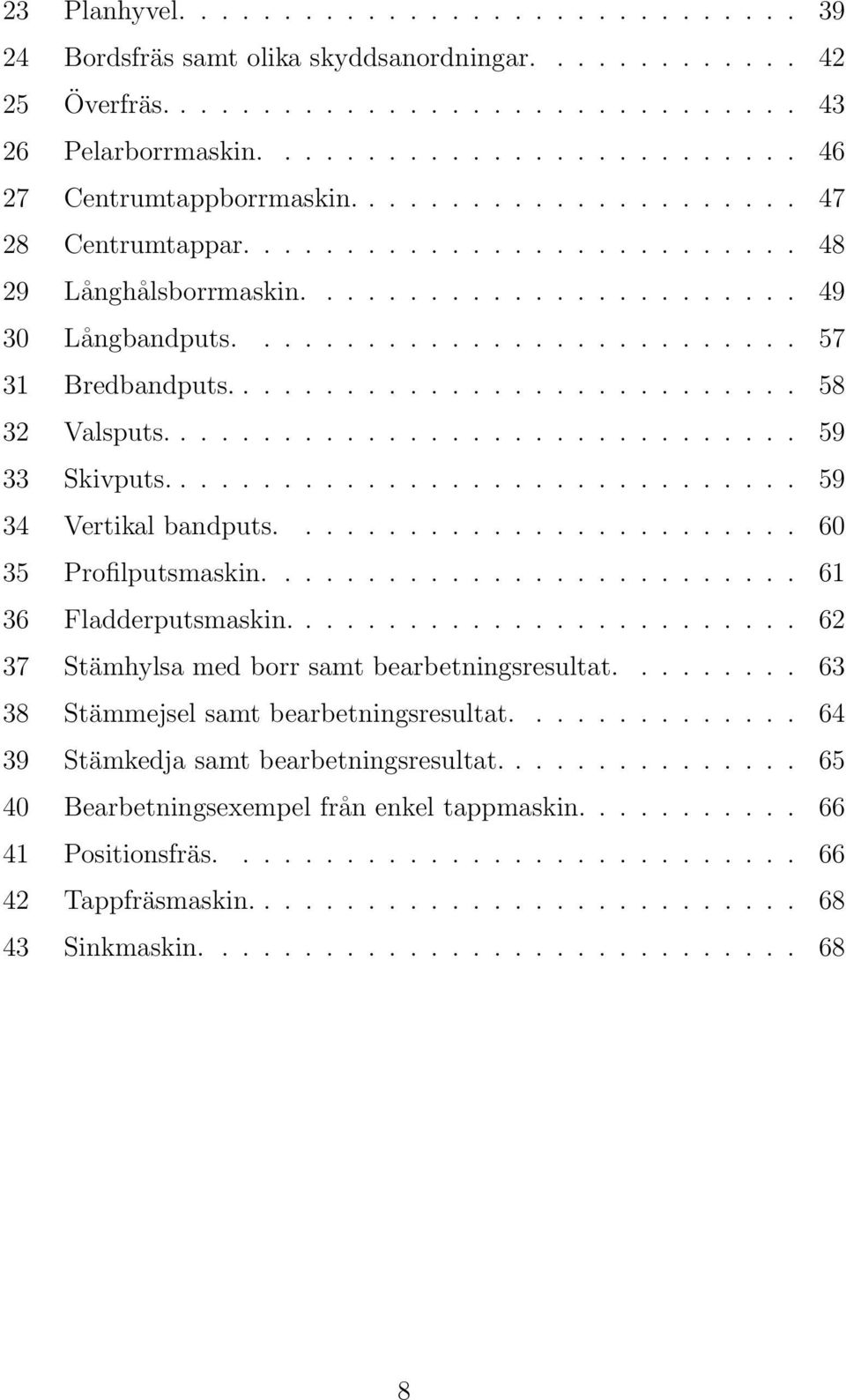 .............................. 59 33 Skivputs............................... 59 34 Vertikal bandputs......................... 60 35 Profilputsmaskin.......................... 61 36 Fladderputsmaskin.