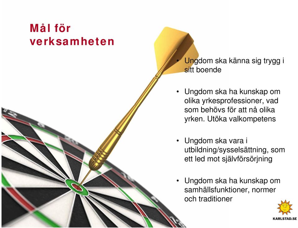 Utöka valkompetens Ungdom ska vara i utbildning/sysselsättning, som ett led