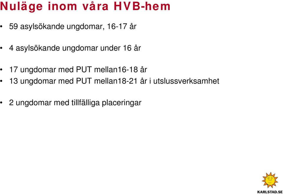 PUT mellan16-18 år 13 ungdomar med PUT mellan18-21 år i