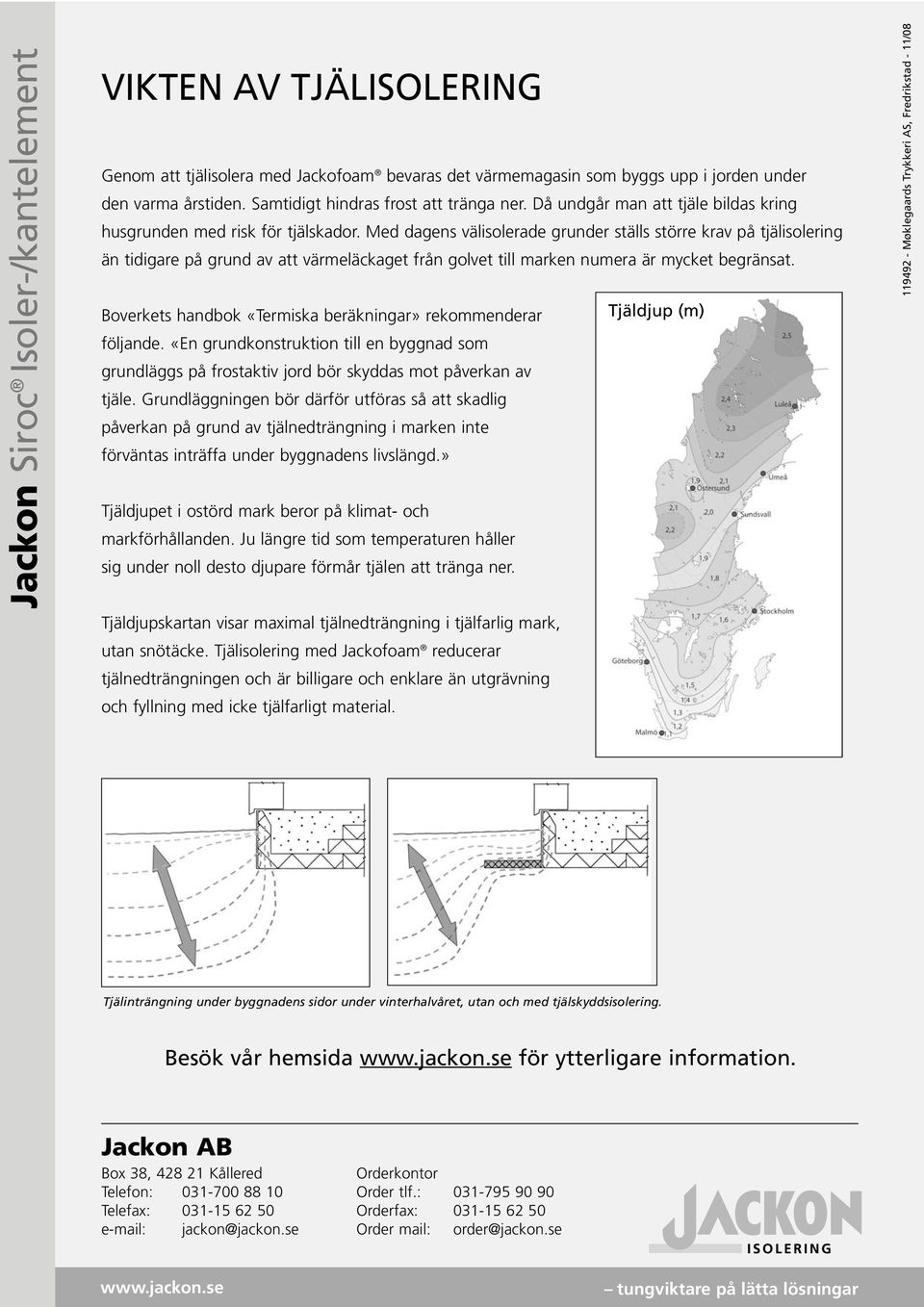 Med dagens välisolerade grunder ställs större krav på tjälisolering än tidigare på grund av att värmeläckaget från golvet till marken numera är mycket begränsat.