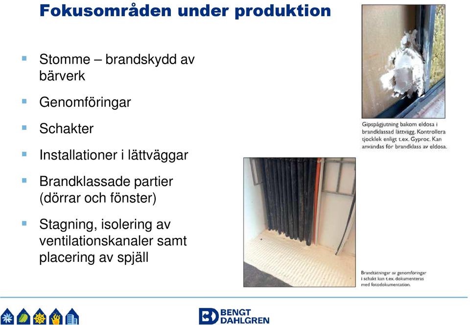 lättväggar Brandklassade partier (dörrar och fönster)