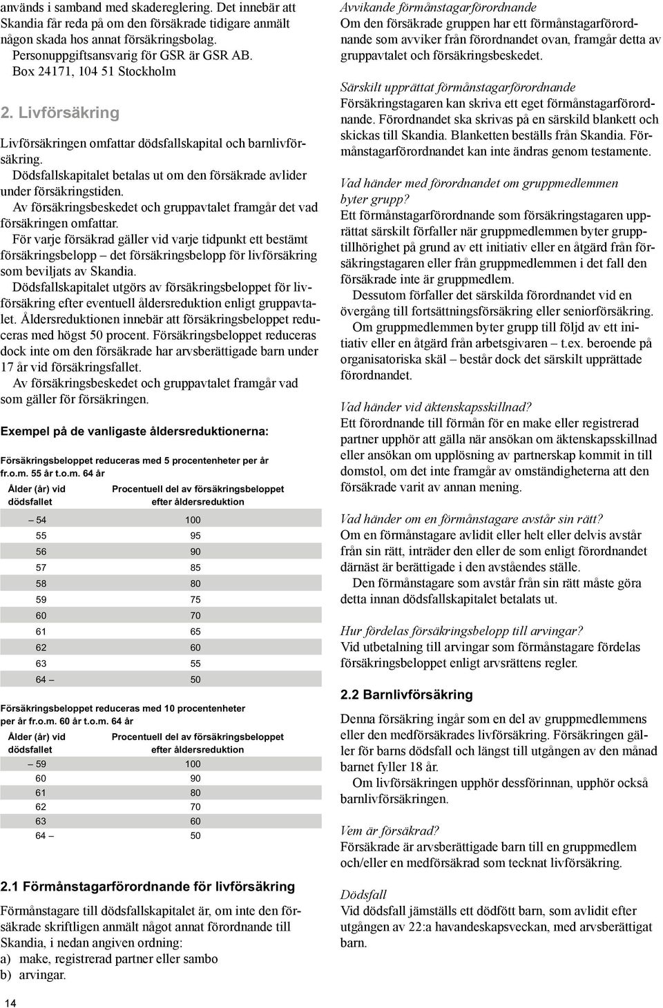 Av försäkringsbeskedet och gruppavtalet framgår det vad försäkringen omfattar.