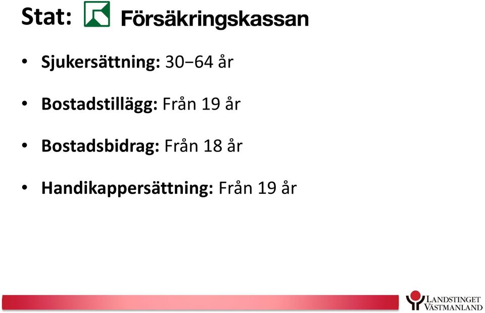 år Bostadsbidrag: Från 18 år