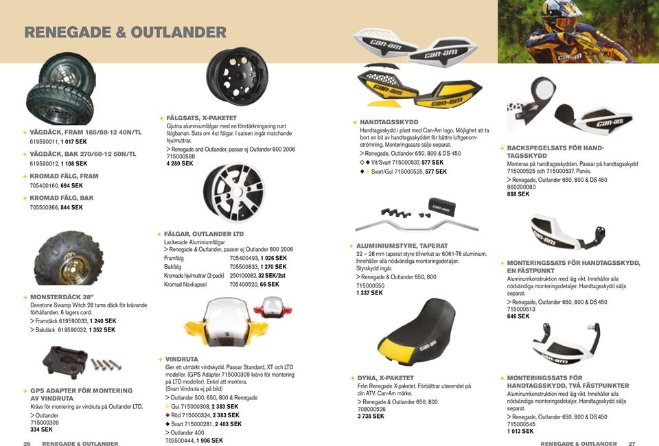 > Renegade and Outlander, passar ej Outlander 800 2006 715000588 4 280 SEK + Handtagsskydd Handtagsskydd i plast med Can-Am logo.