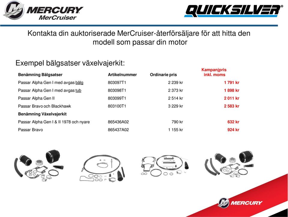 Alpha Gen II 803099T1 2 514 kr 2 011 kr Passar Bravo och Blackhawk 803100T1 3 229 kr 2 583 kr Benämning