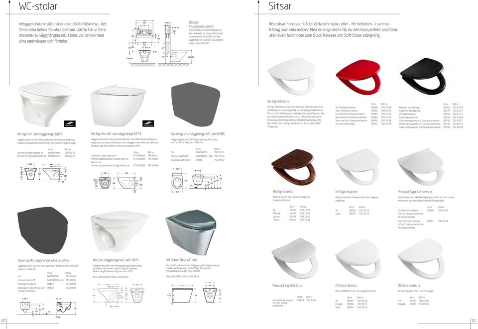 Ifö Sign Inbyggnadscistern Cisternen har ett vattenflöde på 2,2 liter i sekunden och är godkänd enligt cisternnormen EN 14055. Ifö Sign vägghängd WC-stol 6875 är godkänd enligt normen EN 997.