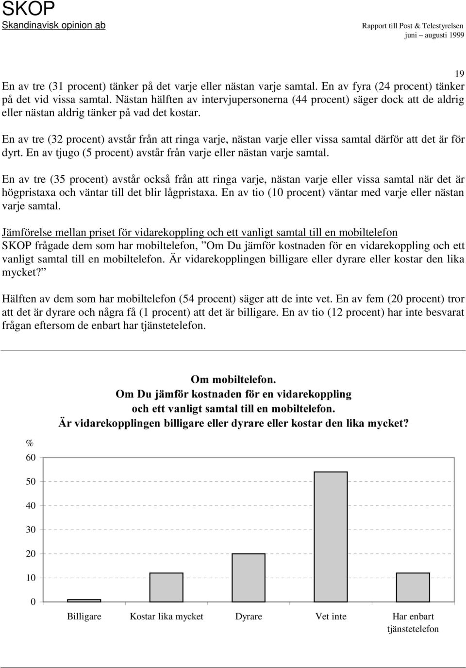 En av tre (32 procent) avstår från att ringa varje, nästan varje eller vissa samtal därför att det är för dyrt. En av tjugo (5 procent) avstår från varje eller nästan varje samtal.