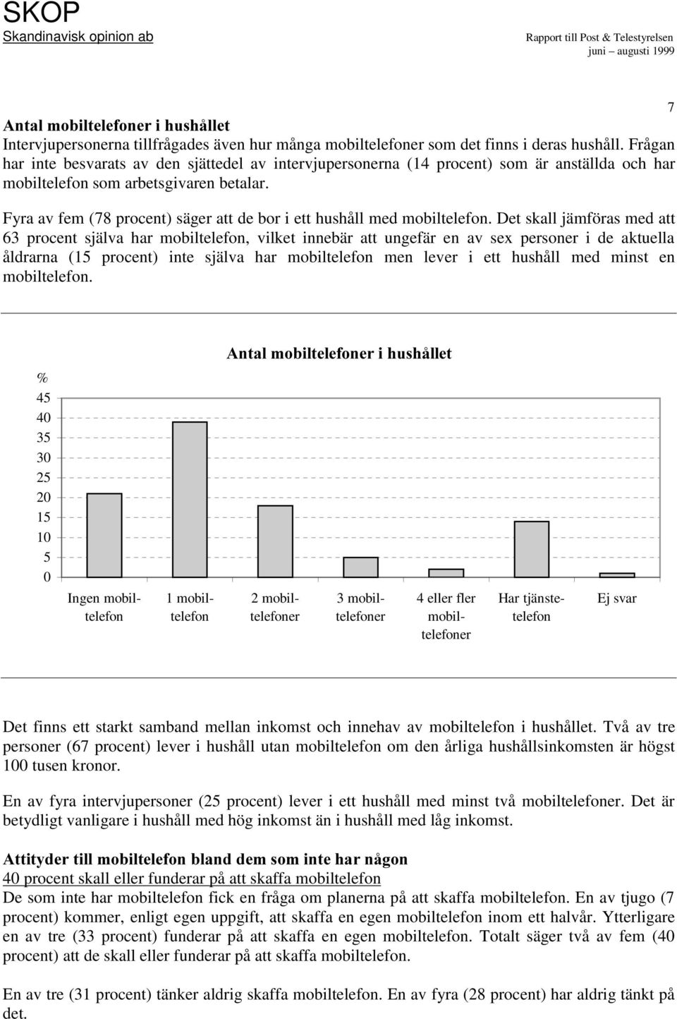 Fyra av fem (78 procent) säger att de bor i ett hushåll med mobiltelefon.