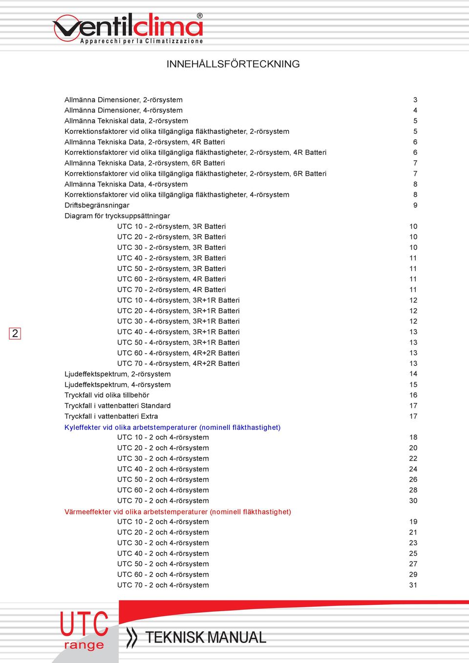 Korrektionsfaktorer vid olika tillgängliga fläkthastigheter, 2-rörsystem, 6R Batteri Allmänna Tekniska Data, 4-rörsystem Korrektionsfaktorer vid olika tillgängliga fläkthastigheter, 4-rörsystem