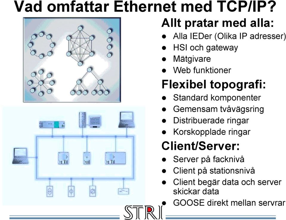 Gemensam tvåvägsring! Distribuerade ringar! Korskopplade ringar Client/Server:!