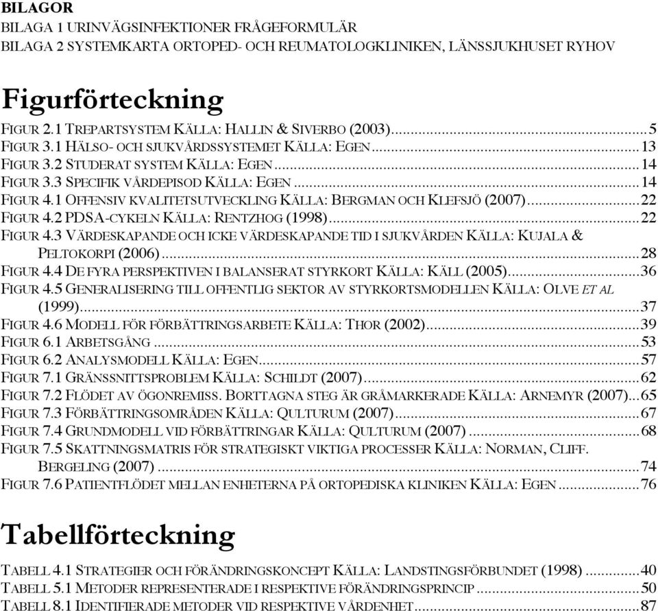 1 OFFENSIV KVALITETSUTVECKLING KÄLLA: BERGMAN OCH KLEFSJÖ (2007)...22 FIGUR 4.2 PDSA-CYKELN KÄLLA: RENTZHOG (1998)...22 FIGUR 4.3 VÄRDESKAPANDE OCH ICKE VÄRDESKAPANDE TID I SJUKVÅRDEN KÄLLA: KUJALA & PELTOKORPI (2006).