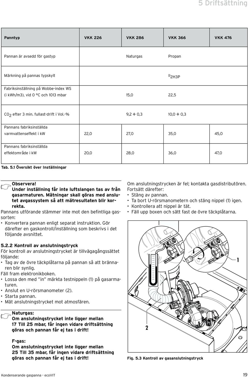 5.1 Översikt över Inställningar Observera! Under inställning får inte luftslangen tas av från gasarmaturen. Mätningar skall göras med anslutet avgassystem så att mätresultaten blir korrekta.