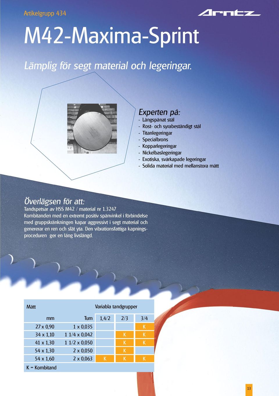 material med mellanstora mått Överlägsen för att: Tandspetsar av HSS M42 / material nr 1.