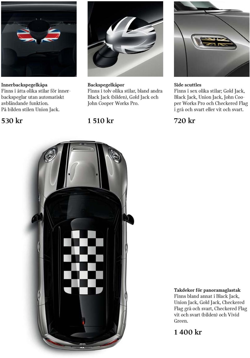 John Cooper Works Pro. per Works Pro och Checkered Flag På bilden stilen Union Jack. i grå och svart eller vit och svart.