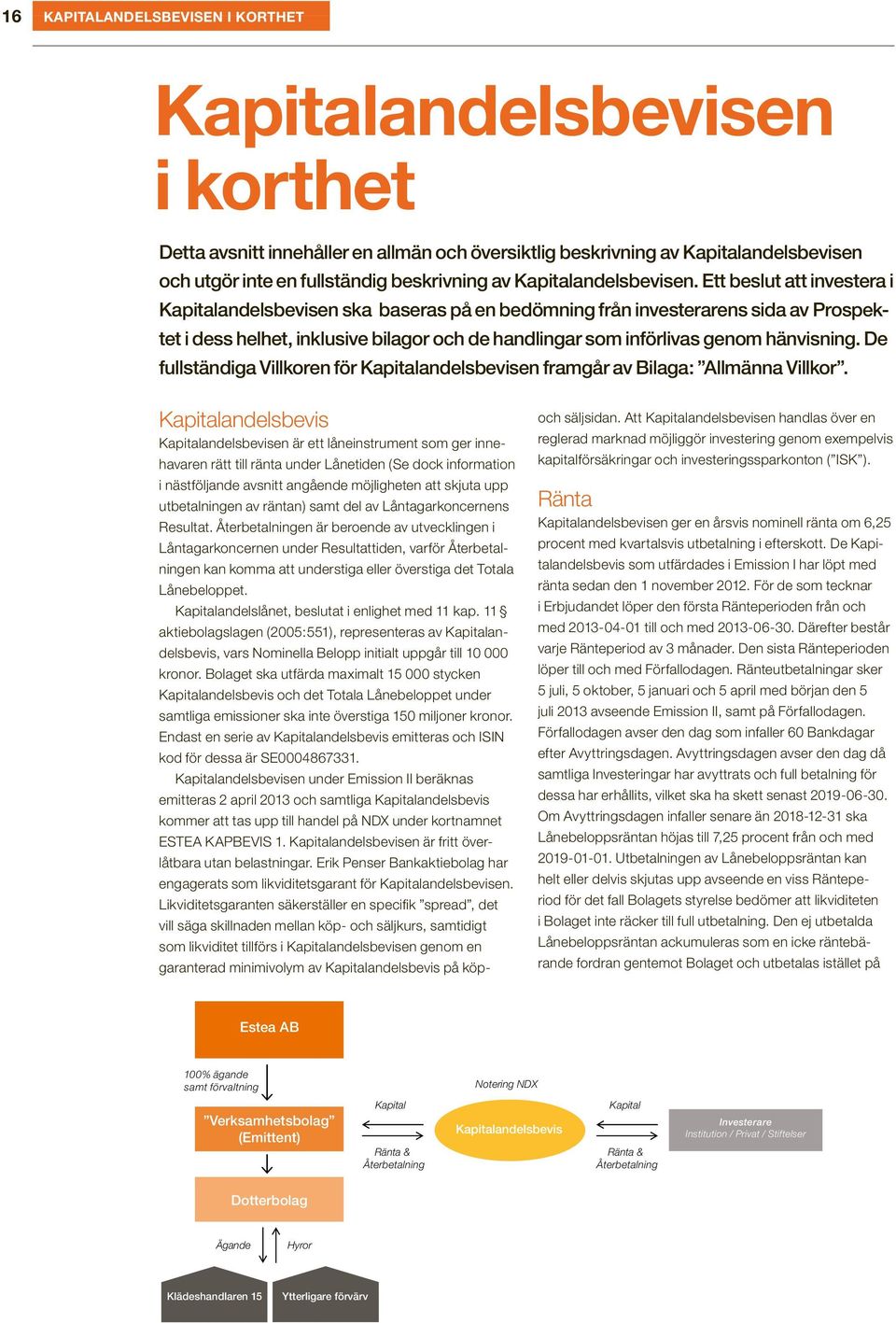 Ett beslut att investera i Kapitalandelsbevisen ska baseras på en bedömning från investerarens sida av Prospektet i dess helhet, inklusive bilagor och de handlingar som införlivas genom hänvisning.