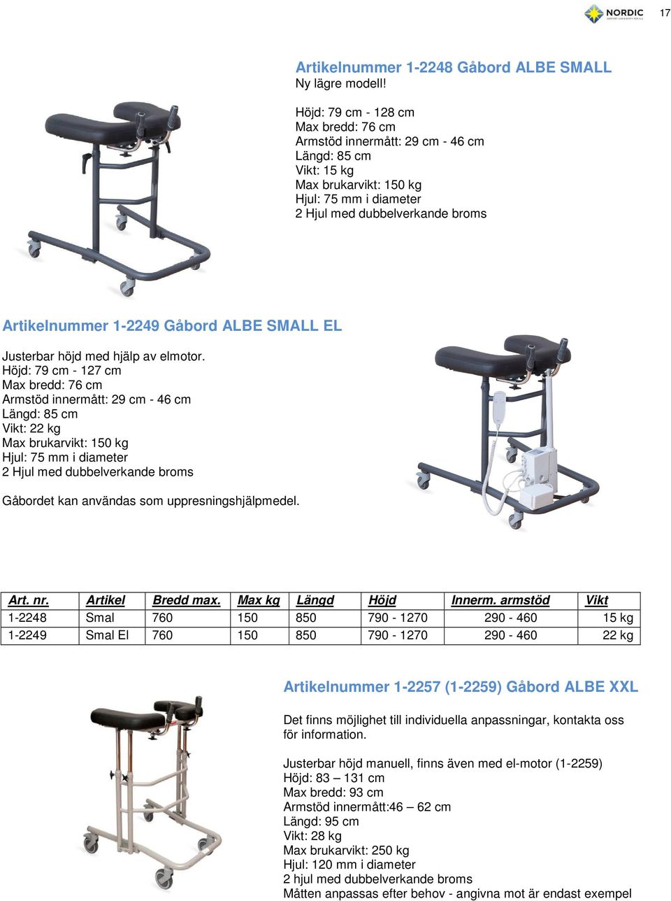 Gåbord ALBE SMALL EL Justerbar höjd med hjälp av elmotor.
