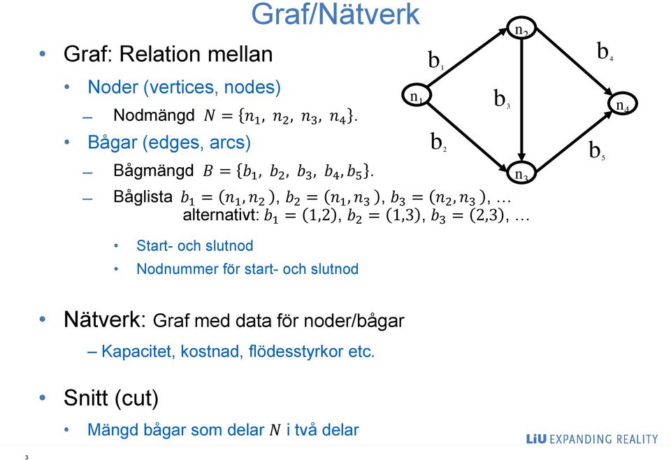 Båglista b = n, n 2, b 2 = n, n, b = n 2, n, alternativt: b =,2, b 2 =,, b = 2,, n b b b 2 n 2 n b 4 b 5 n