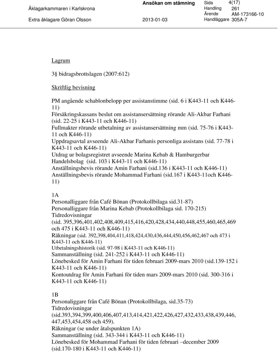 75-76 i K443-11 och K446-11) Uppdragsavtal avseende Ali-Akbar Farhanis personliga assistans (sid.