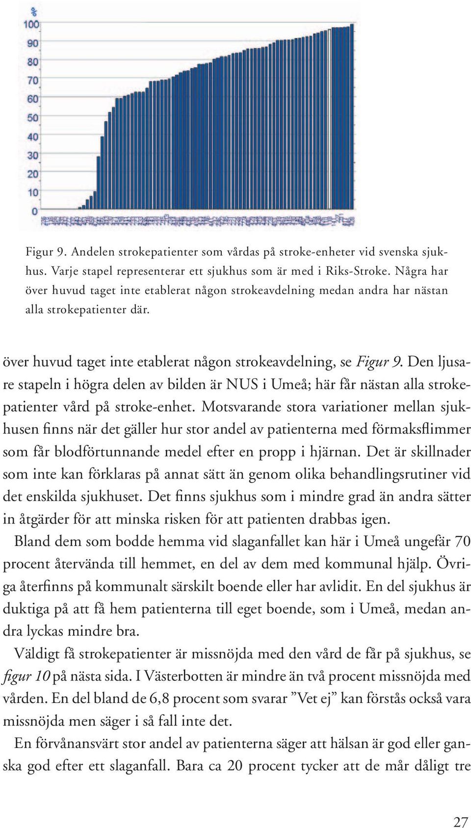 Den ljusare stapeln i högra delen av bilden är NUS i Umeå; här får nästan alla strokepatienter vård på stroke-enhet.