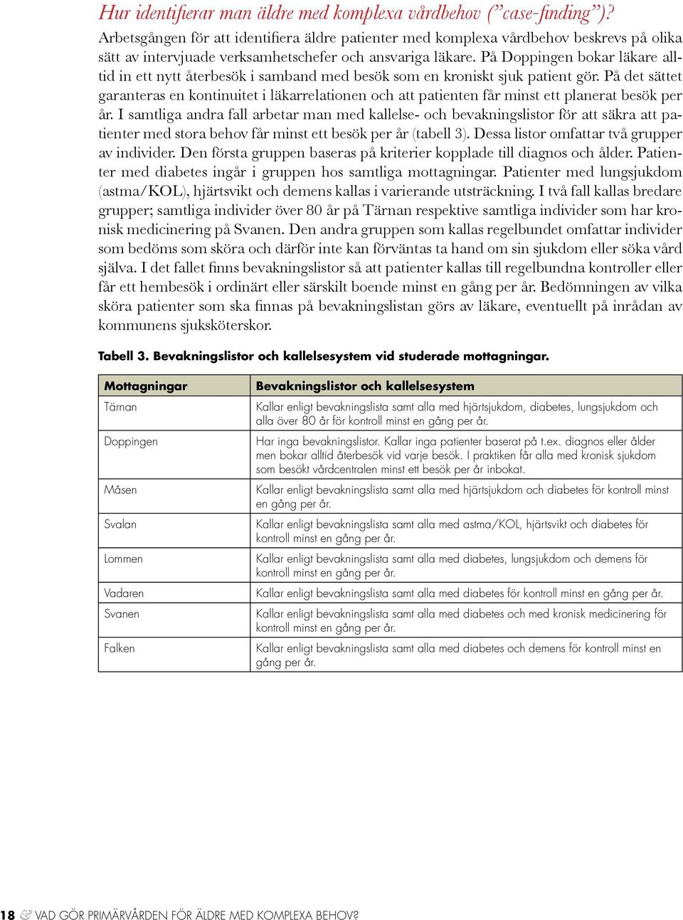 På Doppingen bokar läkare alltid in ett nytt återbesök i samband med besök som en kroniskt sjuk patient gör.