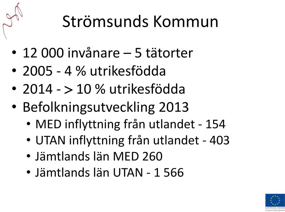 Befolkningsutveckling 2013 MED inflyttning från utlandet -