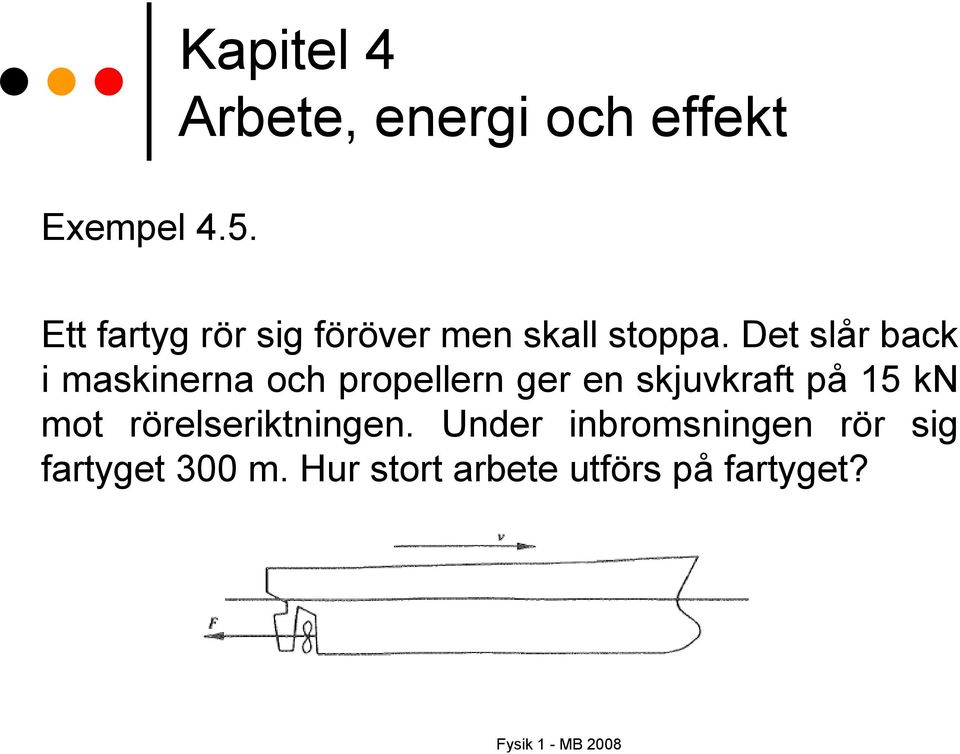 skjuvkraft på 15 kn mot rörelseriktningen.