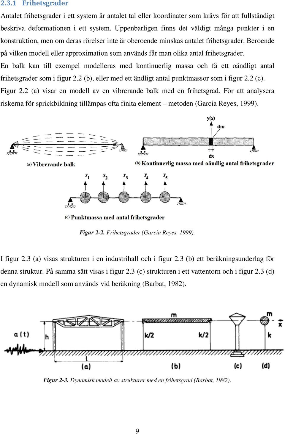 Beroende på vilken modell eller approximation som används får man olika antal frihetsgrader.