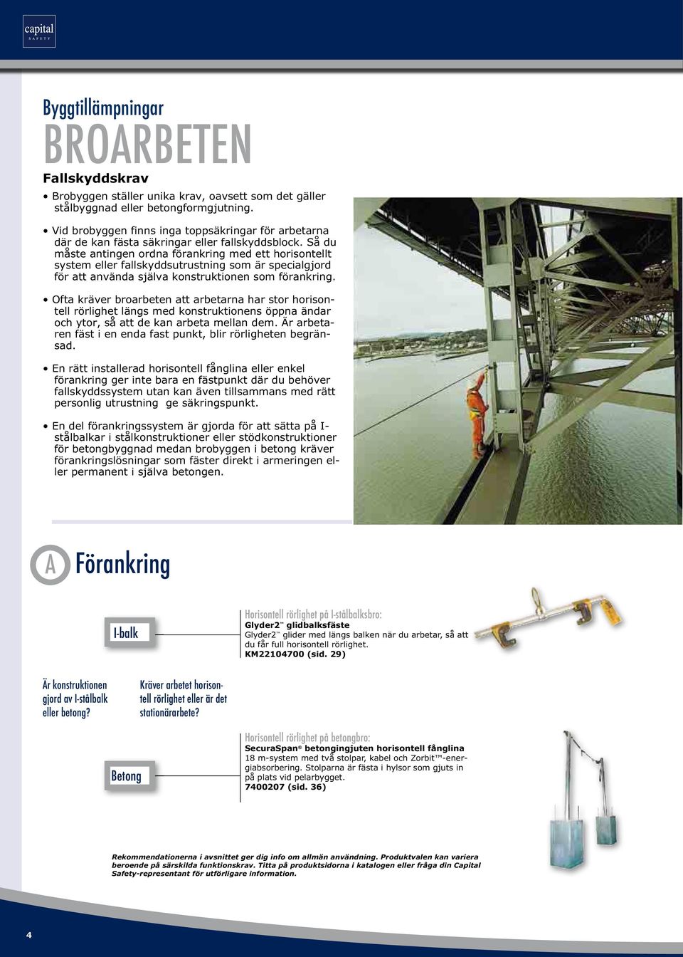 Så du måste antingen ordna förankring med ett horisontellt system eller fallskyddsutrustning som är specialgjord för att använda själva konstruktionen som förankring.