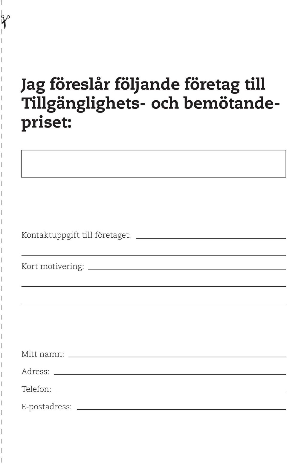 Kontaktuppgift till företaget: Kort