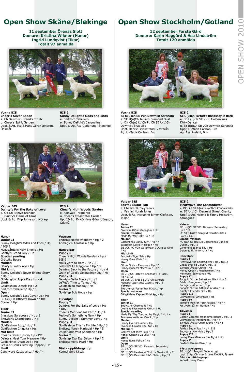 Eva & Hans Göran Jönsson, Ödsmål Sunny Delight s Odds and Ends e. Endicott Caballero u. Sunny Delight s Jacqueline Uppf. & Äg. Åsa Cederlund, Steninge Vuxna BIS SE U(u)Ch SE VCh Dewmist Serenata e.