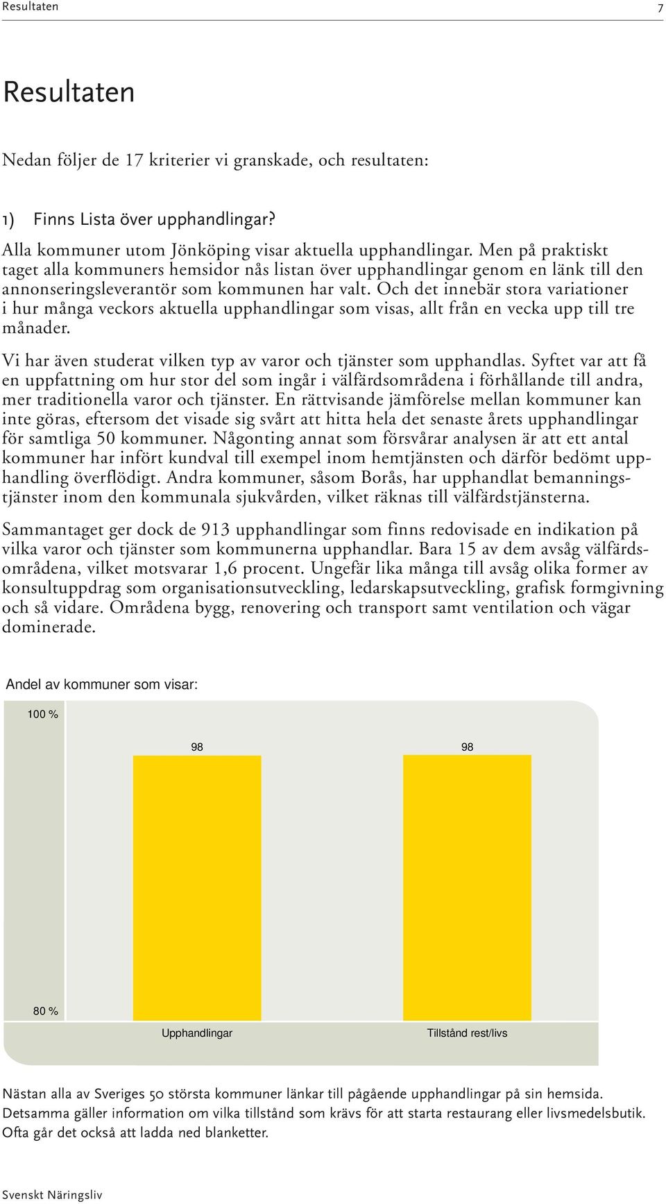 Och det innebär stora variationer i hur många veckors aktuella upphandlingar som visas, allt från en vecka upp till tre månader. Vi har även studerat vilken typ av varor och tjänster som upphandlas.