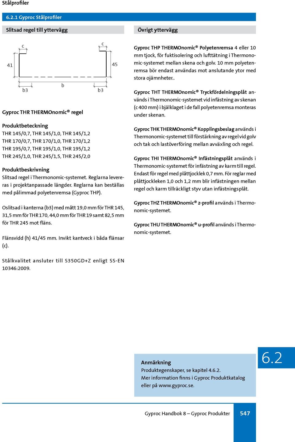 . 3 3 Gyproc THT THERMOnomic Tryckfördelningsplåt används i Thermonomic-systemet vid infästning av skenan Gyproc THR THERMOnomic regel (c 400 mm) i jälklaget i de fall polyetenremsa monteras under